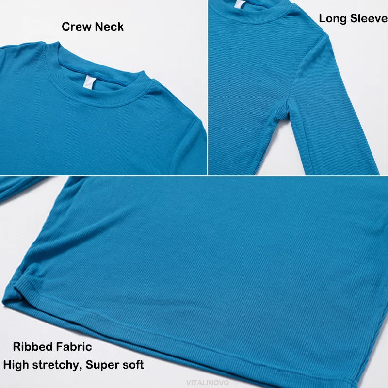 Ribbed Crew Neck Cropped Gym Tee Shirt